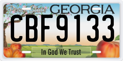 GA license plate CBF9133