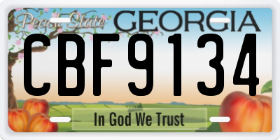 GA license plate CBF9134