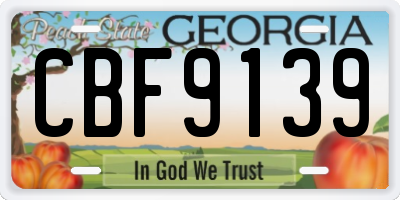 GA license plate CBF9139