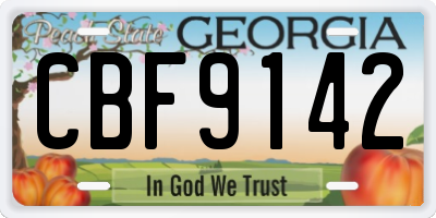 GA license plate CBF9142