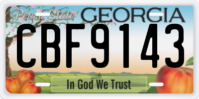 GA license plate CBF9143