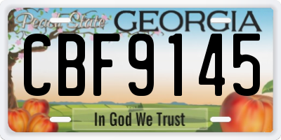 GA license plate CBF9145