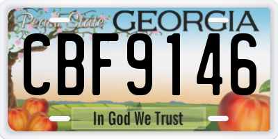 GA license plate CBF9146