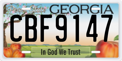 GA license plate CBF9147
