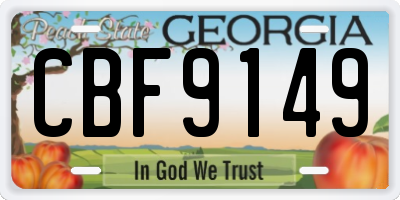 GA license plate CBF9149