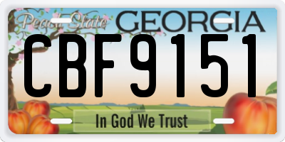 GA license plate CBF9151