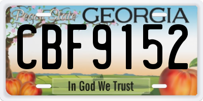 GA license plate CBF9152