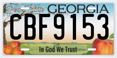 GA license plate CBF9153