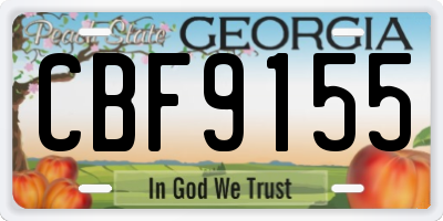 GA license plate CBF9155