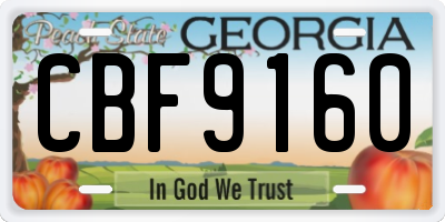 GA license plate CBF9160