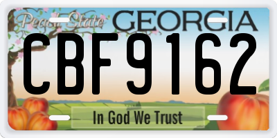 GA license plate CBF9162