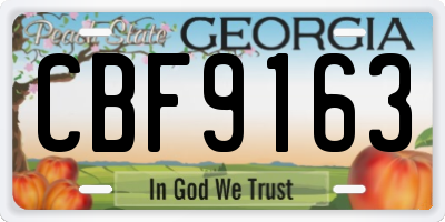 GA license plate CBF9163