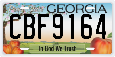 GA license plate CBF9164