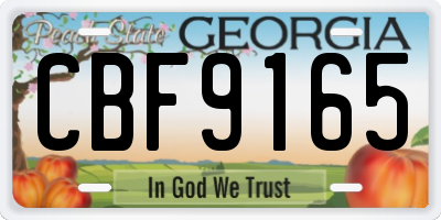 GA license plate CBF9165