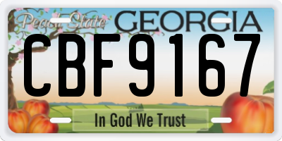 GA license plate CBF9167