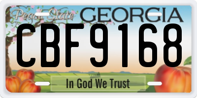 GA license plate CBF9168