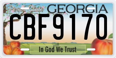 GA license plate CBF9170