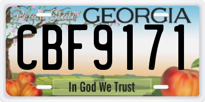 GA license plate CBF9171