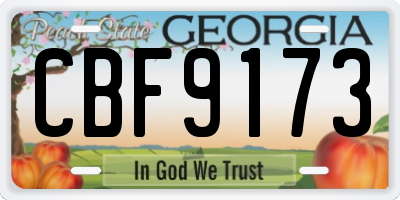 GA license plate CBF9173