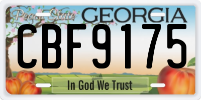 GA license plate CBF9175