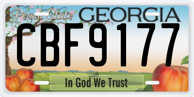 GA license plate CBF9177