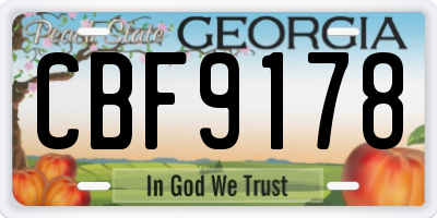 GA license plate CBF9178