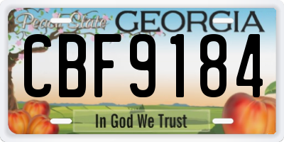 GA license plate CBF9184