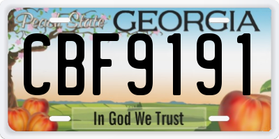 GA license plate CBF9191