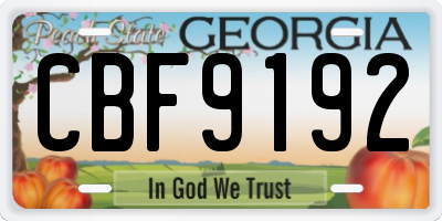 GA license plate CBF9192