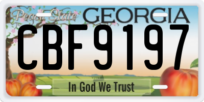 GA license plate CBF9197