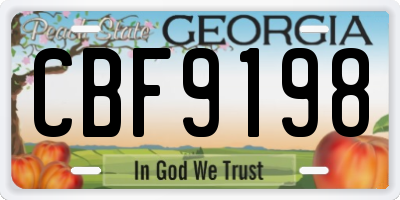 GA license plate CBF9198