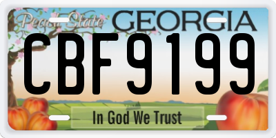 GA license plate CBF9199