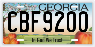 GA license plate CBF9200