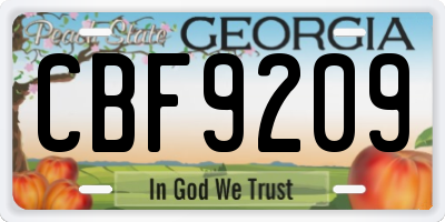 GA license plate CBF9209