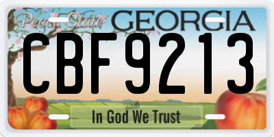 GA license plate CBF9213
