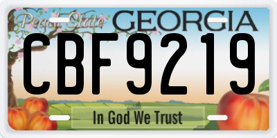 GA license plate CBF9219