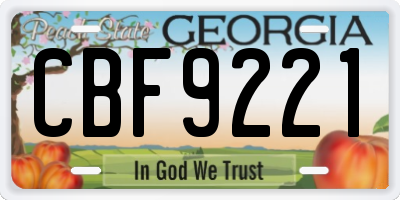 GA license plate CBF9221