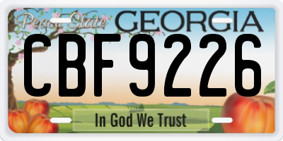 GA license plate CBF9226