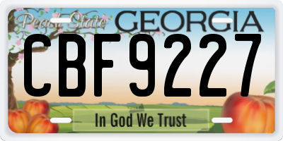 GA license plate CBF9227