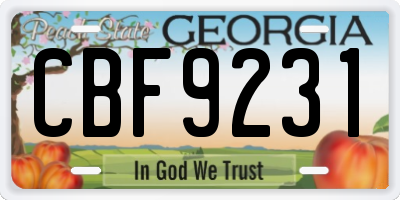 GA license plate CBF9231
