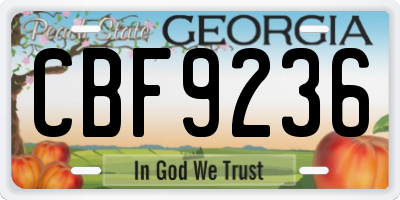 GA license plate CBF9236