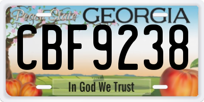 GA license plate CBF9238