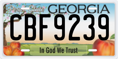 GA license plate CBF9239