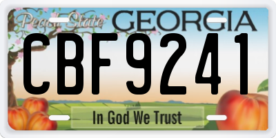 GA license plate CBF9241