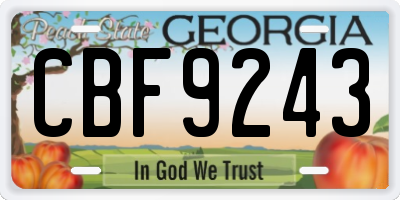 GA license plate CBF9243