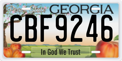 GA license plate CBF9246