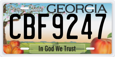 GA license plate CBF9247