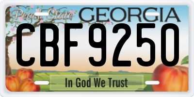 GA license plate CBF9250