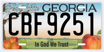GA license plate CBF9251