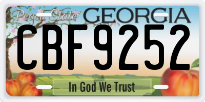 GA license plate CBF9252